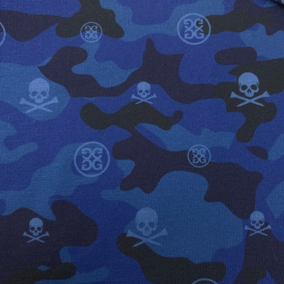 G/Fore G4 Golf Pullover Icon Camo Luxe Skull & T’s Print Blue Polyester NWOT MED - Picture 6 of 8